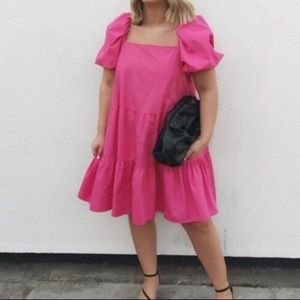 H & M pink puff sleeve dress